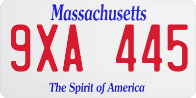 MA license plate 9XA445