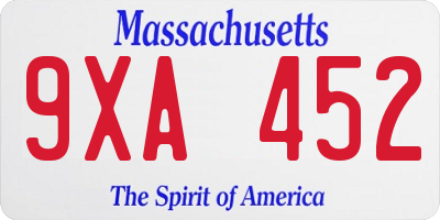 MA license plate 9XA452