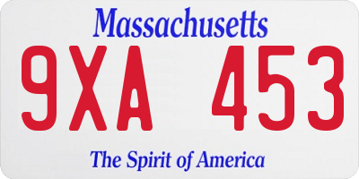 MA license plate 9XA453