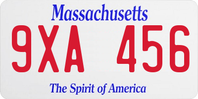 MA license plate 9XA456