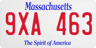 MA license plate 9XA463