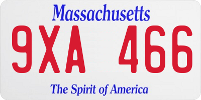 MA license plate 9XA466
