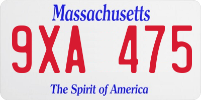 MA license plate 9XA475