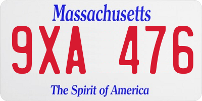 MA license plate 9XA476