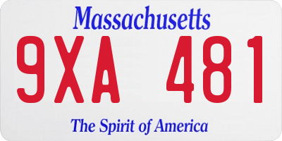 MA license plate 9XA481
