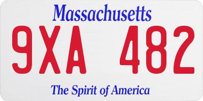 MA license plate 9XA482