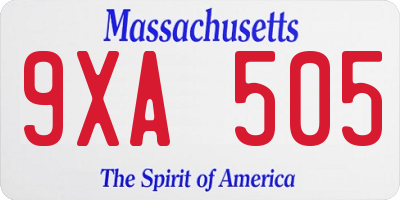 MA license plate 9XA505