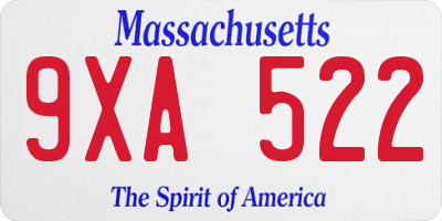MA license plate 9XA522