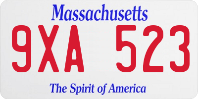MA license plate 9XA523