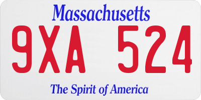 MA license plate 9XA524
