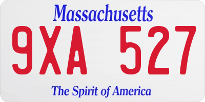 MA license plate 9XA527