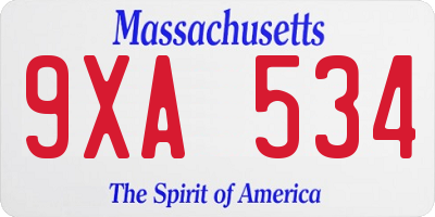 MA license plate 9XA534
