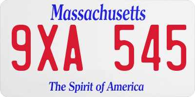 MA license plate 9XA545