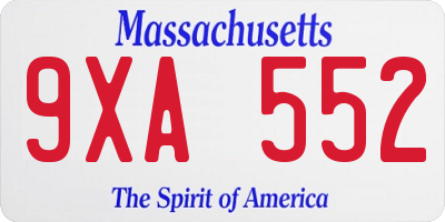MA license plate 9XA552