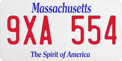 MA license plate 9XA554