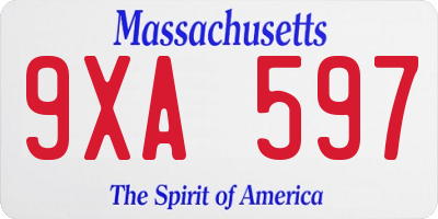 MA license plate 9XA597