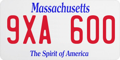 MA license plate 9XA600