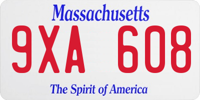 MA license plate 9XA608