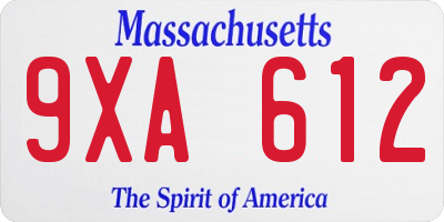 MA license plate 9XA612