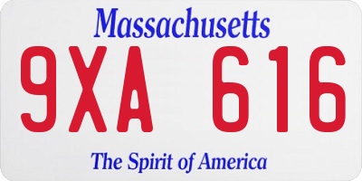 MA license plate 9XA616