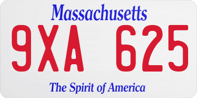 MA license plate 9XA625