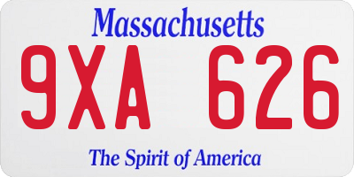 MA license plate 9XA626