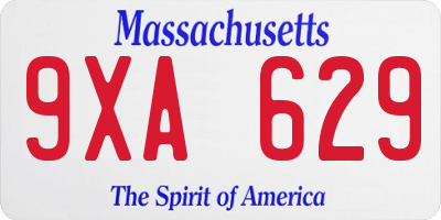 MA license plate 9XA629