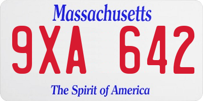 MA license plate 9XA642