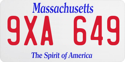 MA license plate 9XA649