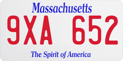 MA license plate 9XA652
