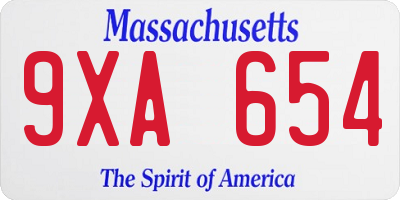 MA license plate 9XA654