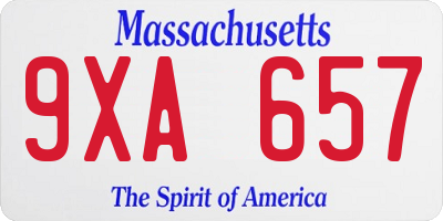 MA license plate 9XA657