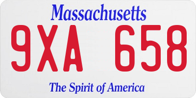MA license plate 9XA658