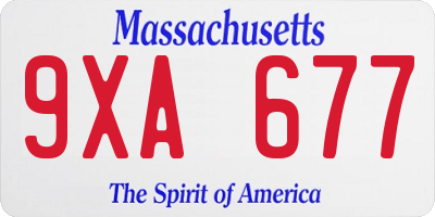 MA license plate 9XA677