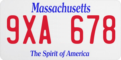MA license plate 9XA678
