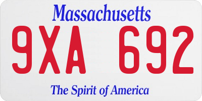 MA license plate 9XA692