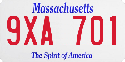 MA license plate 9XA701