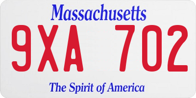 MA license plate 9XA702