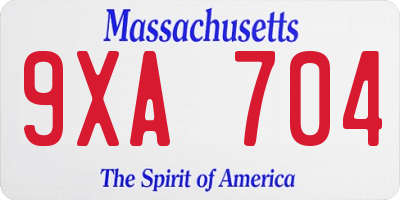 MA license plate 9XA704