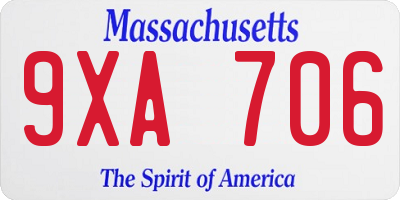 MA license plate 9XA706