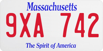 MA license plate 9XA742