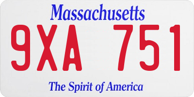 MA license plate 9XA751