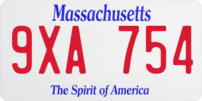 MA license plate 9XA754