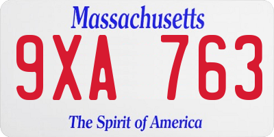 MA license plate 9XA763