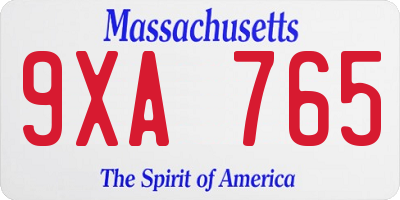 MA license plate 9XA765