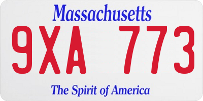 MA license plate 9XA773