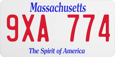 MA license plate 9XA774