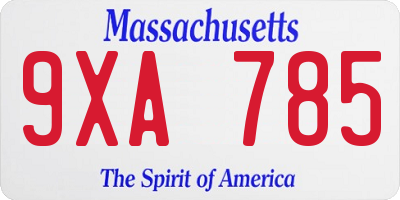 MA license plate 9XA785