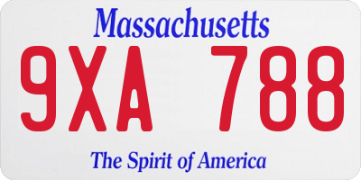 MA license plate 9XA788