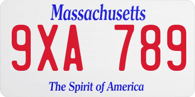 MA license plate 9XA789